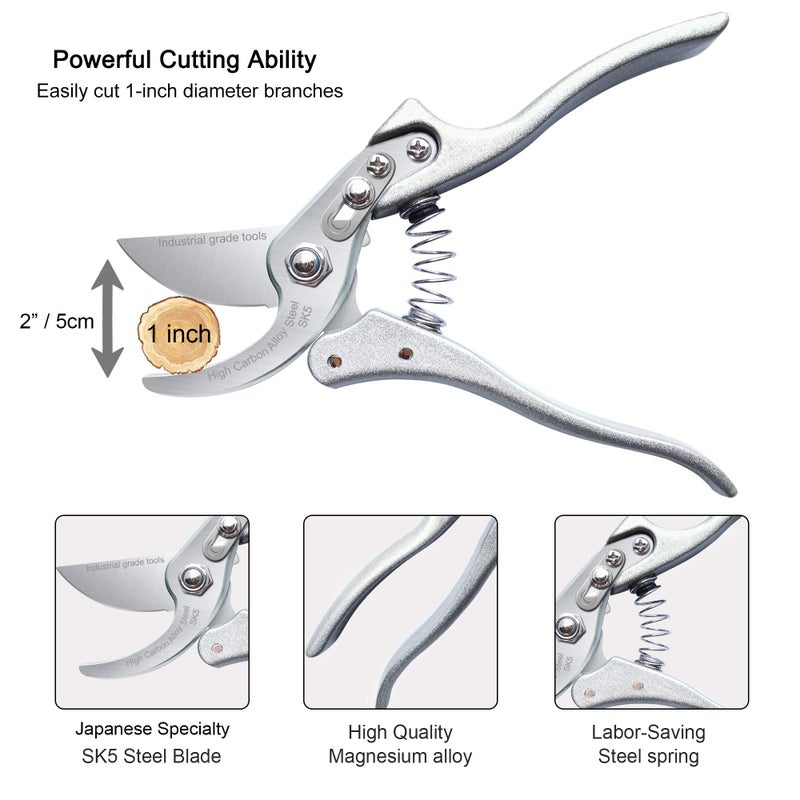 TONMA JP TONMA Pruning Shears for Gardening [Made in Japan] 8 Inch Bypass Garden Scissors Secateurs, Premium Japanese Gardening Tools Hand Pruner Clippers with Ergonomic Handle - Image 3